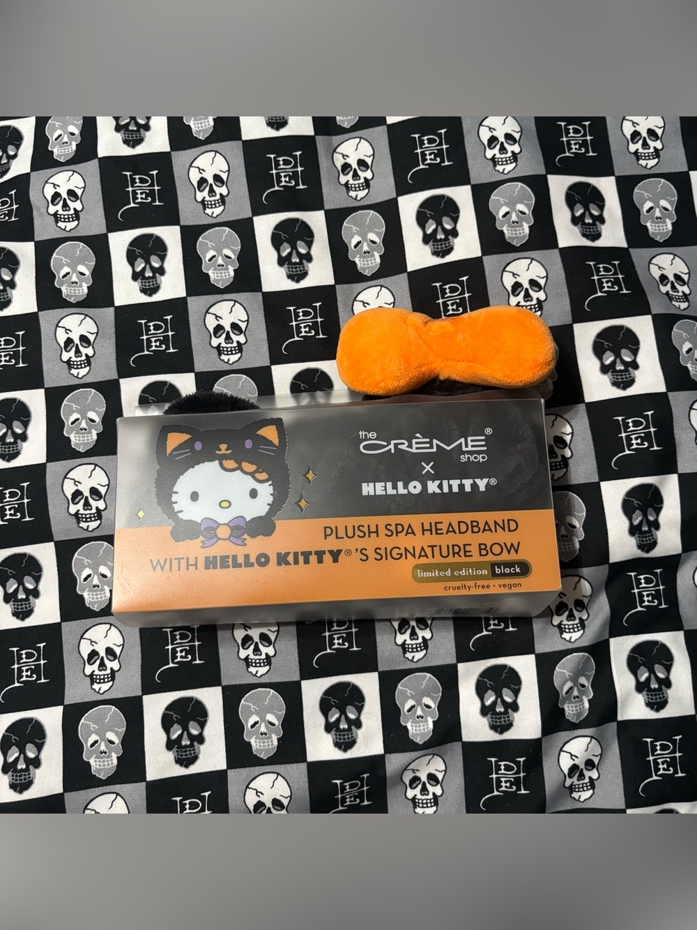 Crème Shop x Hello Kitty Halloween Black Cat Plush Spa Headband